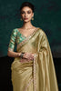 Mesmerizing Golden Tissue Silk Saree With Printed Blouse