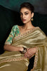 Mesmerizing Golden Tissue Silk Saree With Printed Blouse