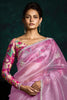 Stunning Pink Zari Embroidered Tissue Silk Saree With Blouse