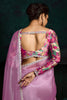 Stunning Pink Zari Embroidered Tissue Silk Saree With Blouse