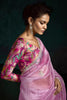 Stunning Pink Zari Embroidered Tissue Silk Saree With Blouse