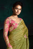 Bewitching Olive Green Tissue Silk Festival Wear Saree With Blouse