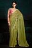 Bewitching Olive Green Tissue Silk Festival Wear Saree With Blouse