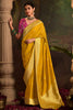 Striking Mustard Color Zari Weaving Silk Haldi Wear Saree With Blouse