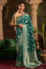 Fabulous Teal Green Zari Weaving Silk Wedding Wear Saree With Blouse