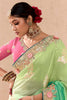 Fantastical Pista Green Embroidered Viscose Saree With Blouse