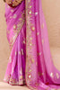 Beautiful Purple Embroidered Viscose Engagement Wear Saree