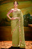 Wonderful Pista Green Heavy Border Work Organza Wedding Wear Saree