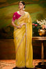 Adorable Yellow Sequins Work Organza Haldi Wear Saree With Blouse