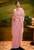 Stunning Pink Heavy Border Work Organza Event Wear Saree With Blouse