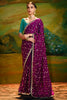 Ravishing Purple Border Work Organza Reception Wear Saree With Blouse