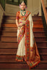 Ravishing Off-White Zari Weaving Banarasi Silk Function Wear Saree