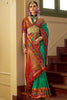 Shocking Teal Green Zari Weaving Banarasi Silk Function Wear Saree