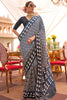 Adorable Navy Blue Digital Printed Silk Office Wear Saree With Blouse