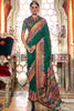 Alluring Green Floral Printed Silk Event Wear Saree With Blouse