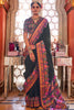 Wonderful Black Floral Printed Silk Function Wear Saree With Blouse