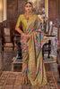 Surprising Olive Green Printed Silk Festival Wear Saree With Blouse