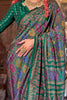 Gorgeous Dark Green Printed Silk Event Wear Saree With Blouse