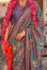 Fascinating Purple Printed Silk Traditional Saree With Blouse