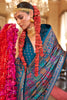 Stunning Blue Printed Silk Festival Wear Saree With Blouse
