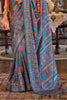 Stunning Blue Printed Silk Festival Wear Saree With Blouse
