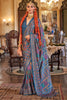 Stunning Blue Printed Silk Festival Wear Saree With Blouse