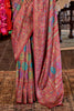 Incredible Maroon Printed Silk Traditional Saree With Blouse