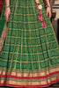 Awesome Green Foil Print Silk Mehendi Wear Lehenga Choli With Dupatta