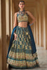 Attractive Navy Blue Bandhani Print Silk Wedding Wear Lehenga Choli