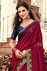 Pretty Maroon Swarovski Work Georgette Festival Wear Saree With Blouse