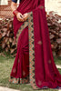 Pretty Maroon Swarovski Work Georgette Festival Wear Saree With Blouse