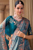 Glamorous Sky-Blue Sequins Silk Reception Wear Saree With Blouse