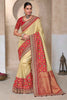 Winsome Cream Patola Kanjivaram Weaving Event Wear Saree With Blouse