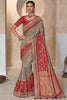 Lovable Grey Patola Kanjivaram Weaving Wedding Wear Saree With Blouse