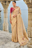 Incredible Cream Moti Work Kanjivaram Silk Reception Wear Saree