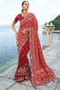 Surprising Red Moti Work Dola Silk Bridal Wear Saree With Blouse