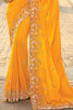 Ravishing Mustard Yellow Thread Work Crepe Haldi Wear Saree
