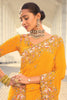 Ravishing Mustard Yellow Thread Work Crepe Haldi Wear Saree