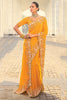 Ravishing Mustard Yellow Thread Work Crepe Haldi Wear Saree