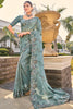 Spectacular Sea Green Sequins Organza Reception Wear Saree