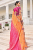 Fascinating Pink & Orange Heavy Border Work Jacquard Wedding Saree