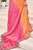 Fascinating Pink & Orange Heavy Border Work Jacquard Wedding Saree