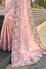 Beautiful Pink Thread Work Banarasi Silk Traditional Saree With Blouse