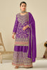 Alluring Purple Embroidered Chinon Eid Special Sharara Suit