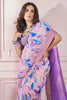 Beautiful Lavender Digital Printed Silk Event Wear Saree With Blouse