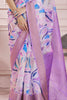 Beautiful Lavender Digital Printed Silk Event Wear Saree With Blouse