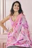 Gorgeous Pink Digital Printed Silk Casual Wear Saree With Blouse