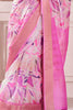 Gorgeous Pink Digital Printed Silk Casual Wear Saree With Blouse