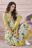 Gorgeous Yellow Digital Printed Silk Event Wear Saree With Blouse