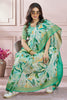 Adorable Green Digital Printed Silk Traditional Saree With Blouse